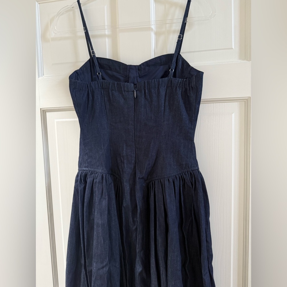 AQUA Denim Bustier Drop Waist Midi Dress - Picture 5 of 6